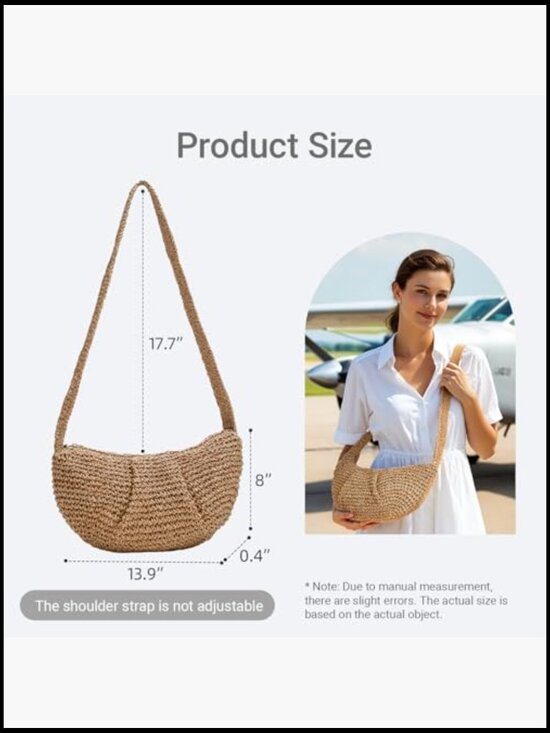 Straw Woven Crossbody Bag Boho Chic Summer Beach Purse Handmade Hobo - Picture 5 of 7